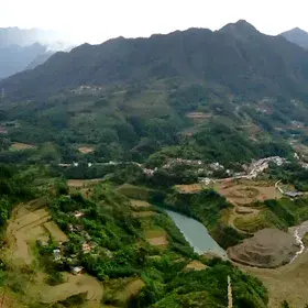 View from a landslide in the Longmenshan Mountains, China