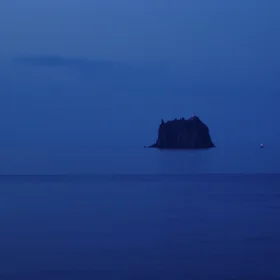 Strombolicchio volcanic neck out of the blue