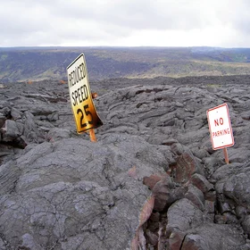 Recycled lost road with relevant signs