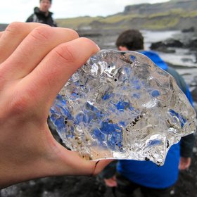 Icelandic glacier ice melting in our hands