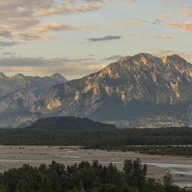 Valley of the river Tagliamento at sunset