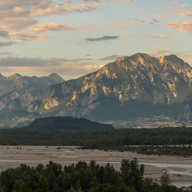 Valley of the river Tagliamento at sunset