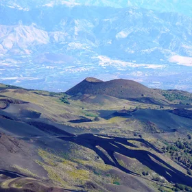 Craters and volcanic lava on Mount Etna