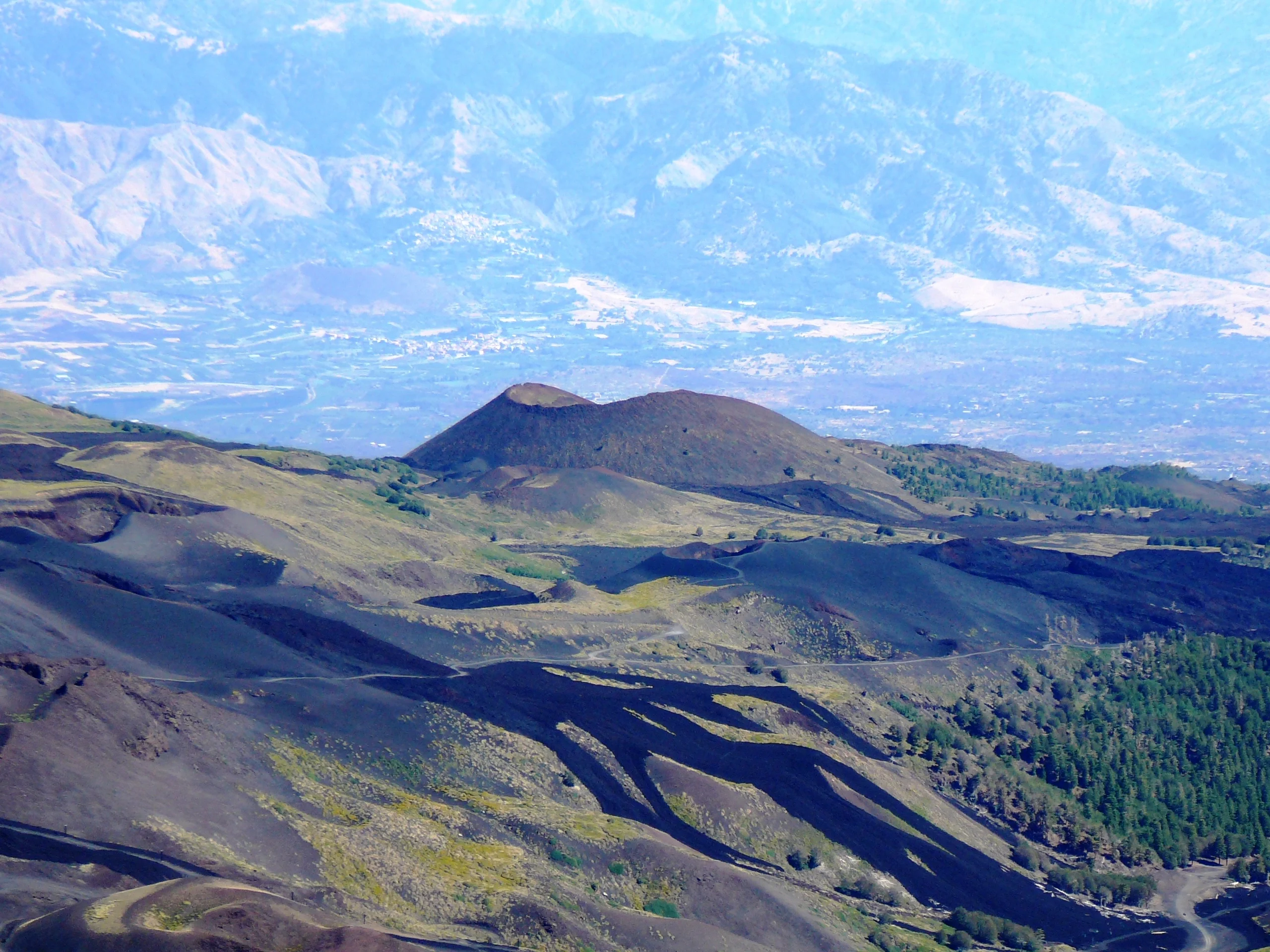 Craters and volcanic lava on Mount Etna