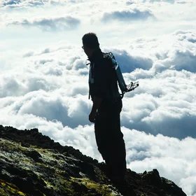 Scientist above the clouds
