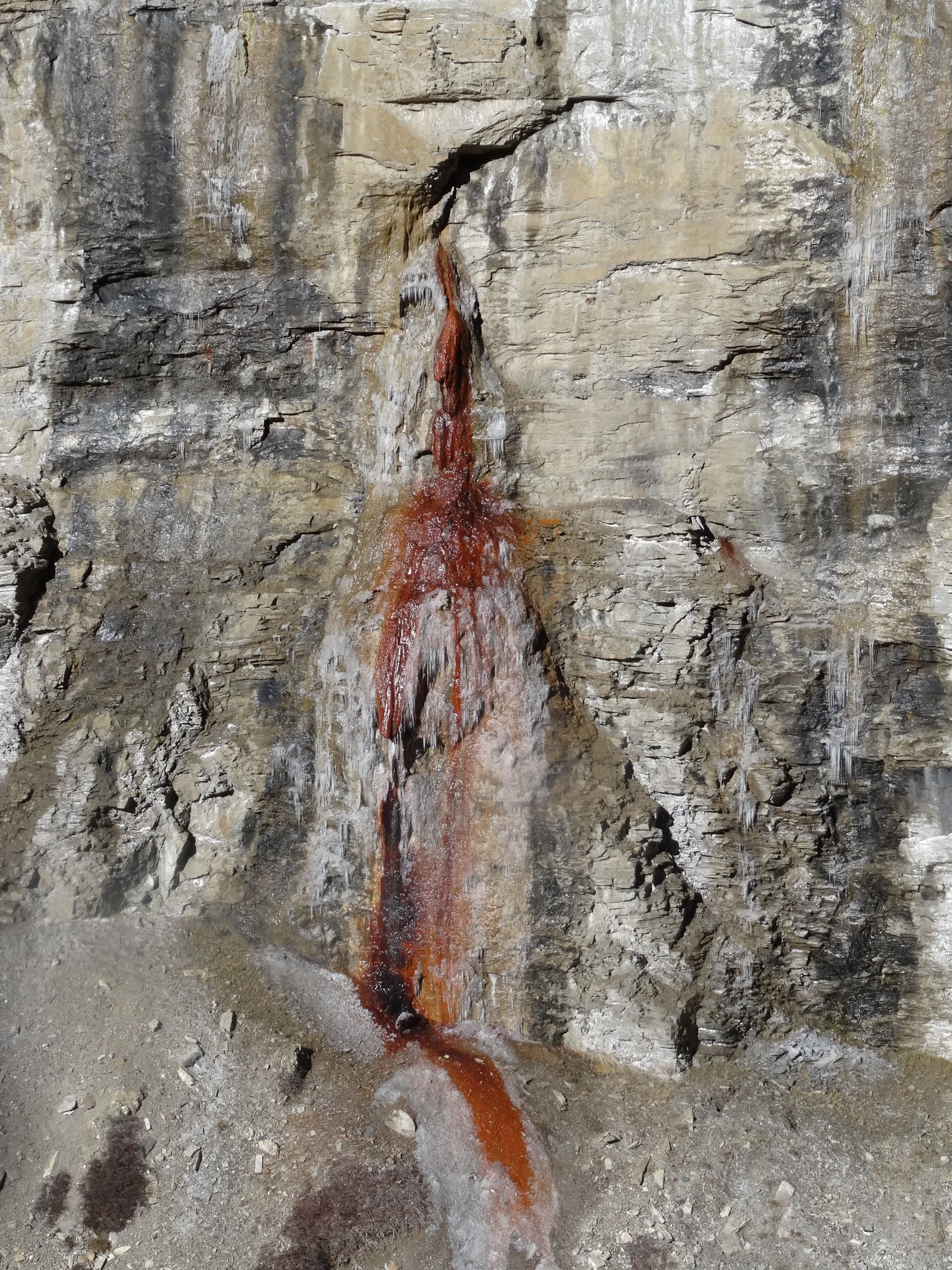 Rock wall is bleeding