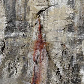Rock wall is bleeding