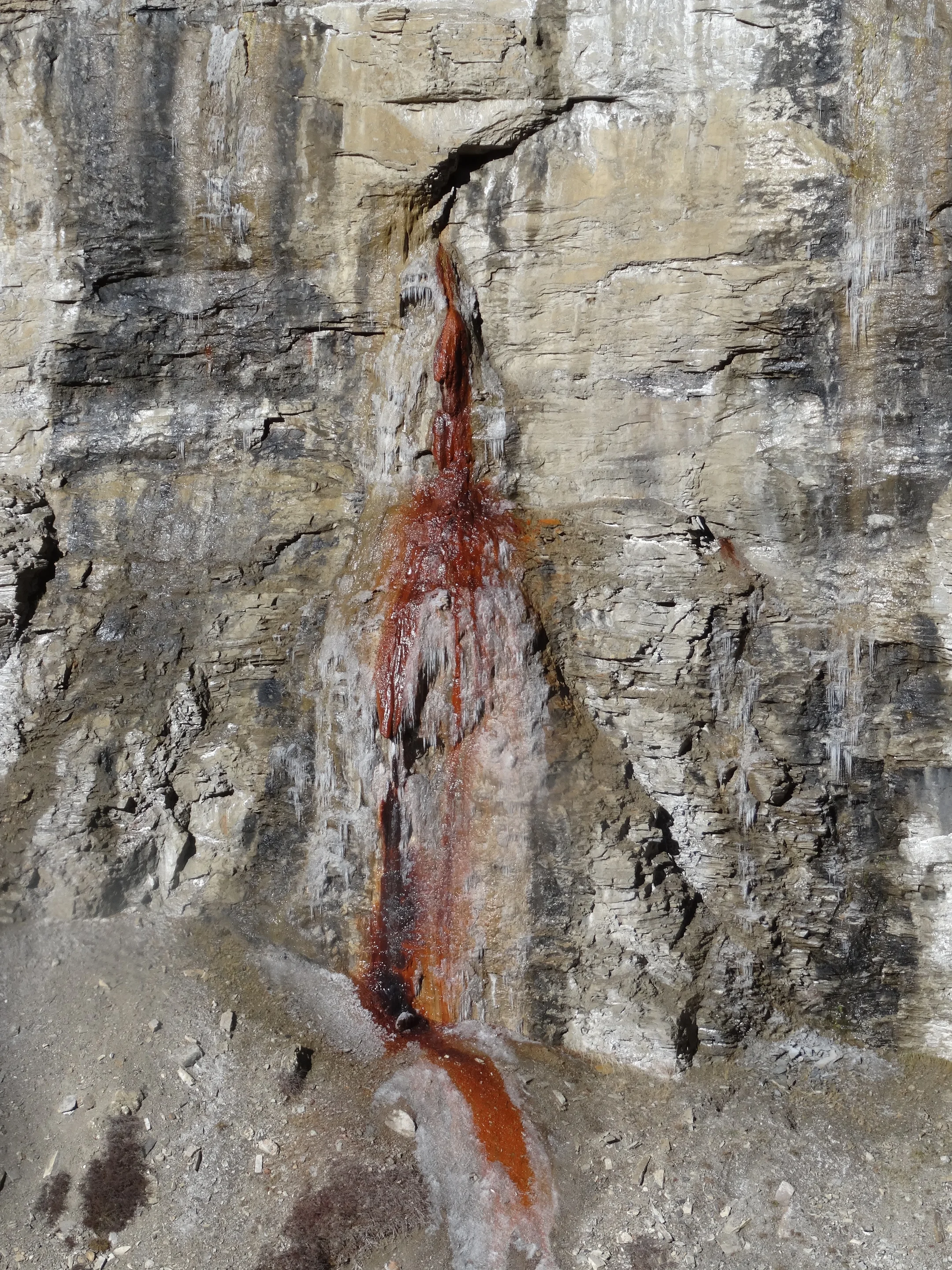 Rock wall is bleeding