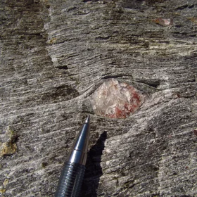 Deformed augen-like clast, Punta Bianca, La Spezia