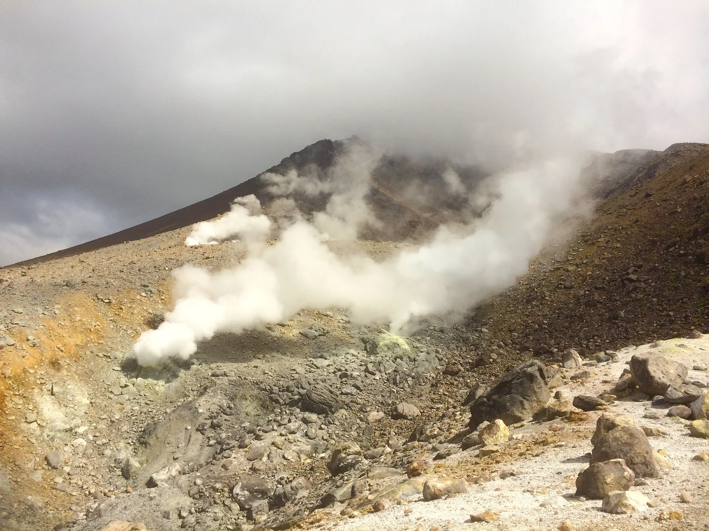 Smoking mountain slope