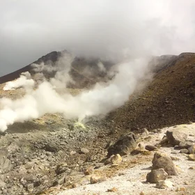Smoking mountain slope