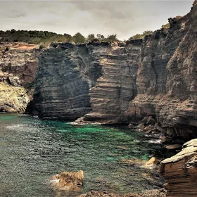 Striped sandstone cliff