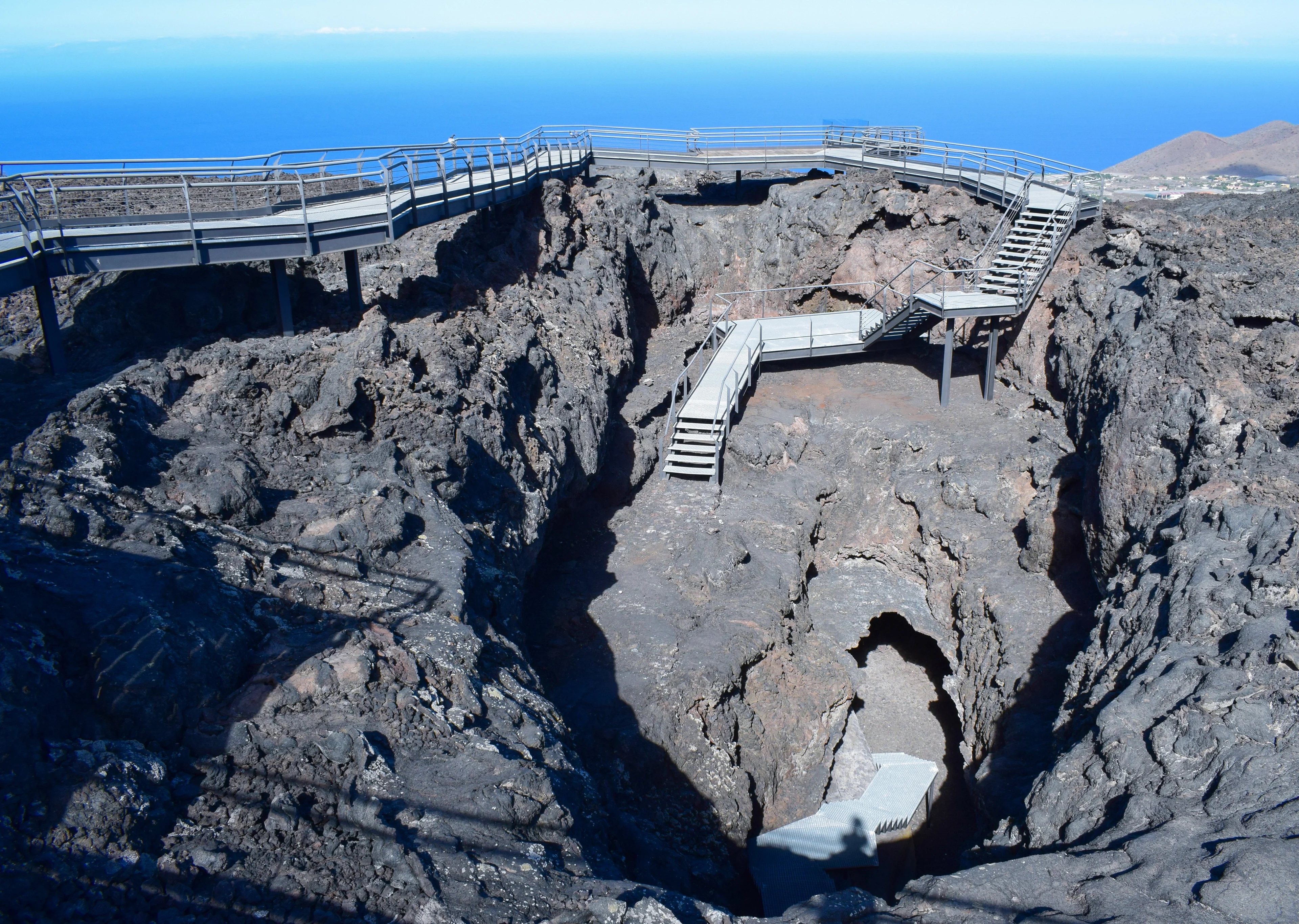 Entering the Earth through a volcano