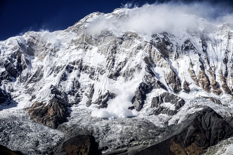 A dramatic avalanche from Annapurna South