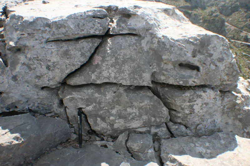 Weathered limestone from Tramuntana mountains, Mallorca (Spain) marked by El Zorro