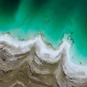 Salty shoreline at the Dead Sea
