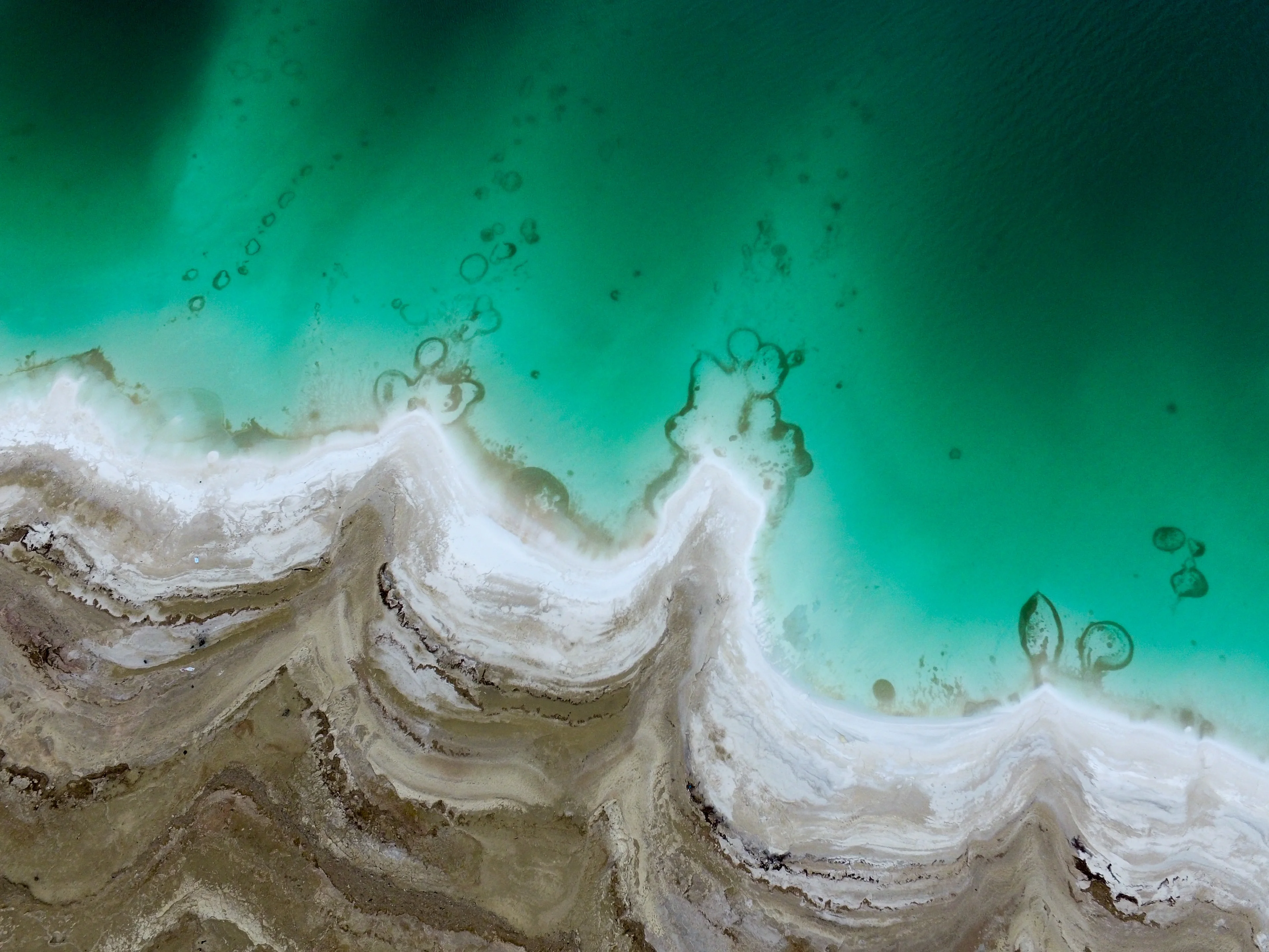 Salty shoreline at the Dead Sea