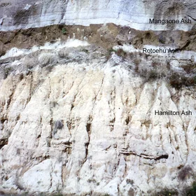 Tephra layers at Ohope, New Zealand