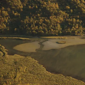Perfectly round island in north Sweden/Lapland
