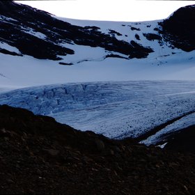 Glacier below the Skårki mountains in the Sarek national park