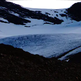 Glacier below the Skårki mountains in the Sarek national park