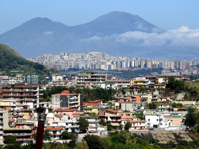 View over Naples to Mount Vesuvius