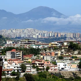 View over Naples to Mount Vesuvius