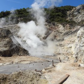 Solfatars and mud pools on the outer edge of the Solfatara crater