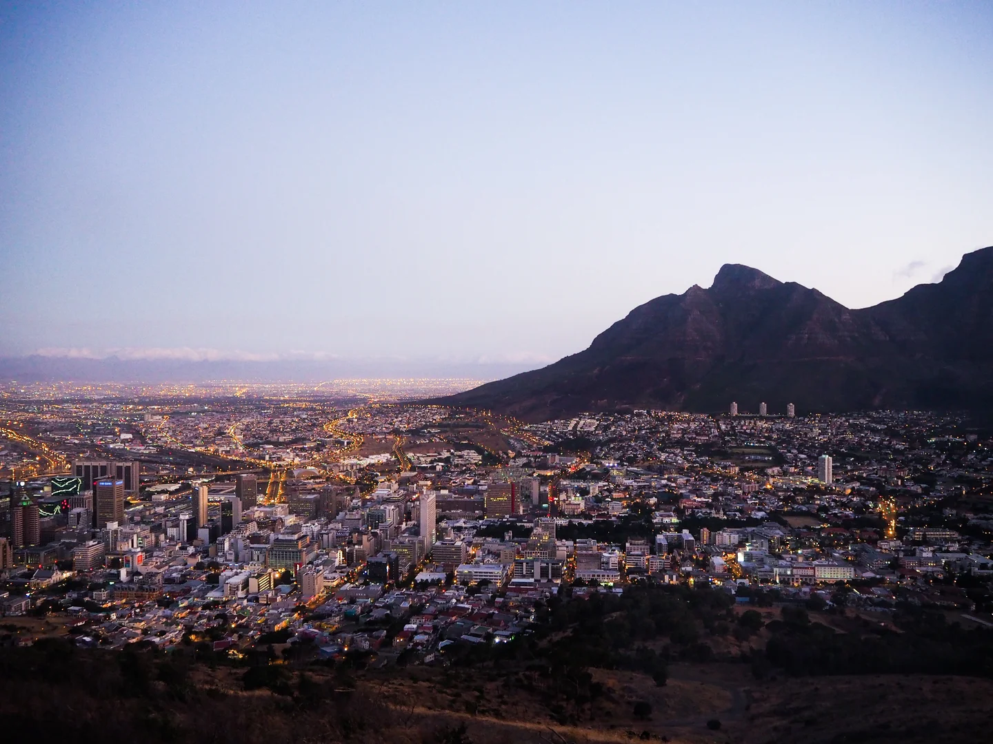 Table Mountain and Cape Town at night