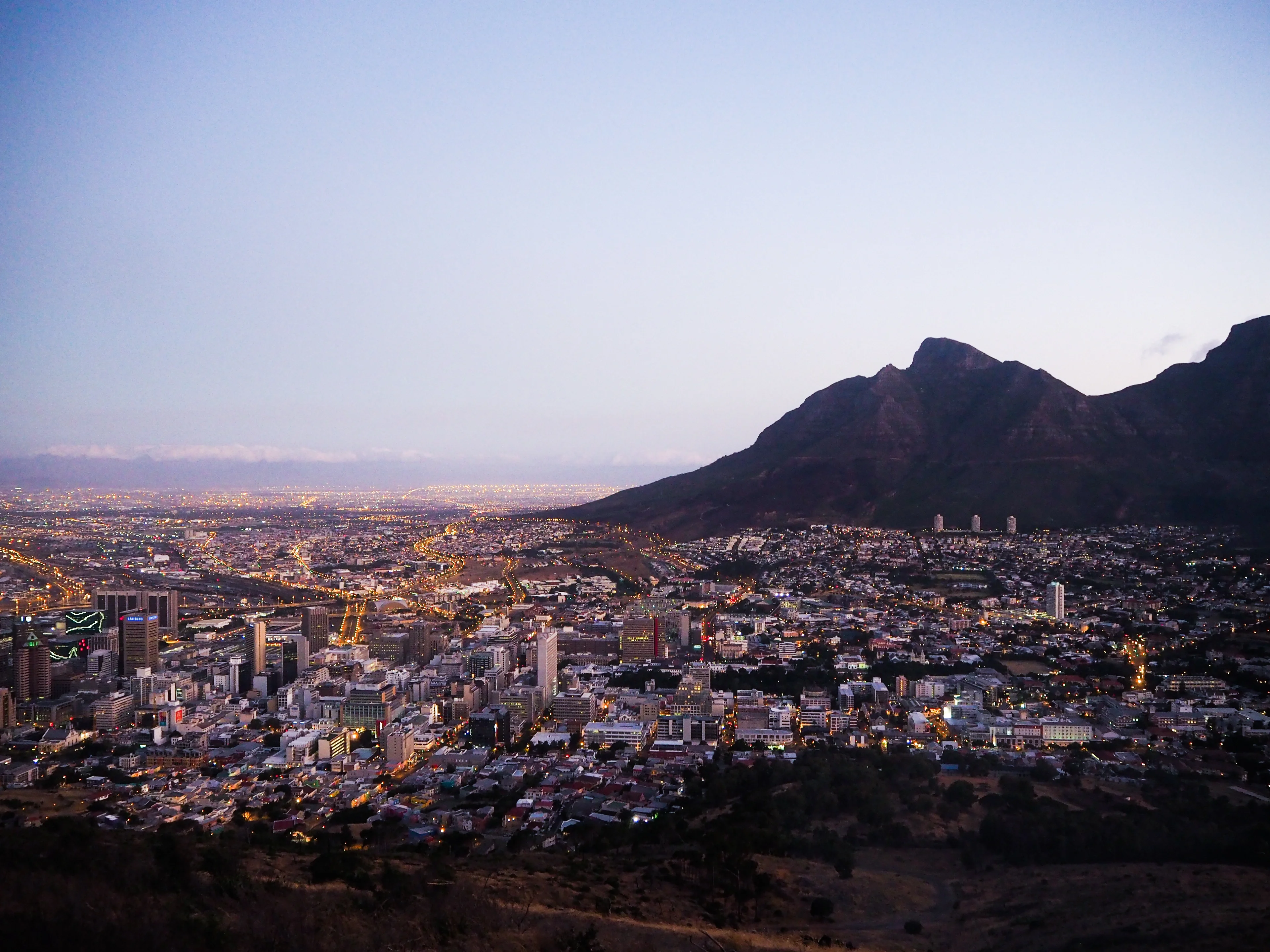 Table Mountain and Cape Town at night