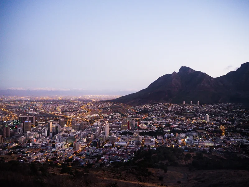 Table Mountain and Cape Town at night