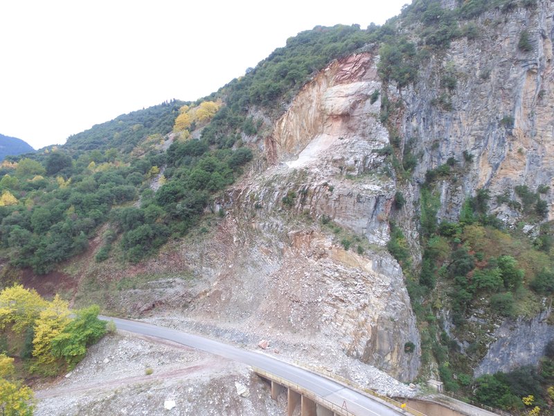 Rockslide in Evritania, Greece