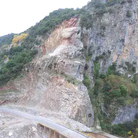 Rockslide in Evritania, Greece