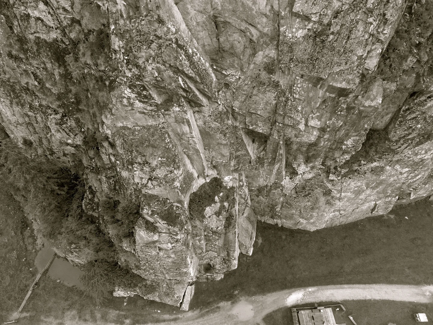 Rock climbing wall from the sky