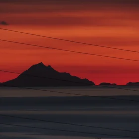 Beautiful sunset with inferior mirage