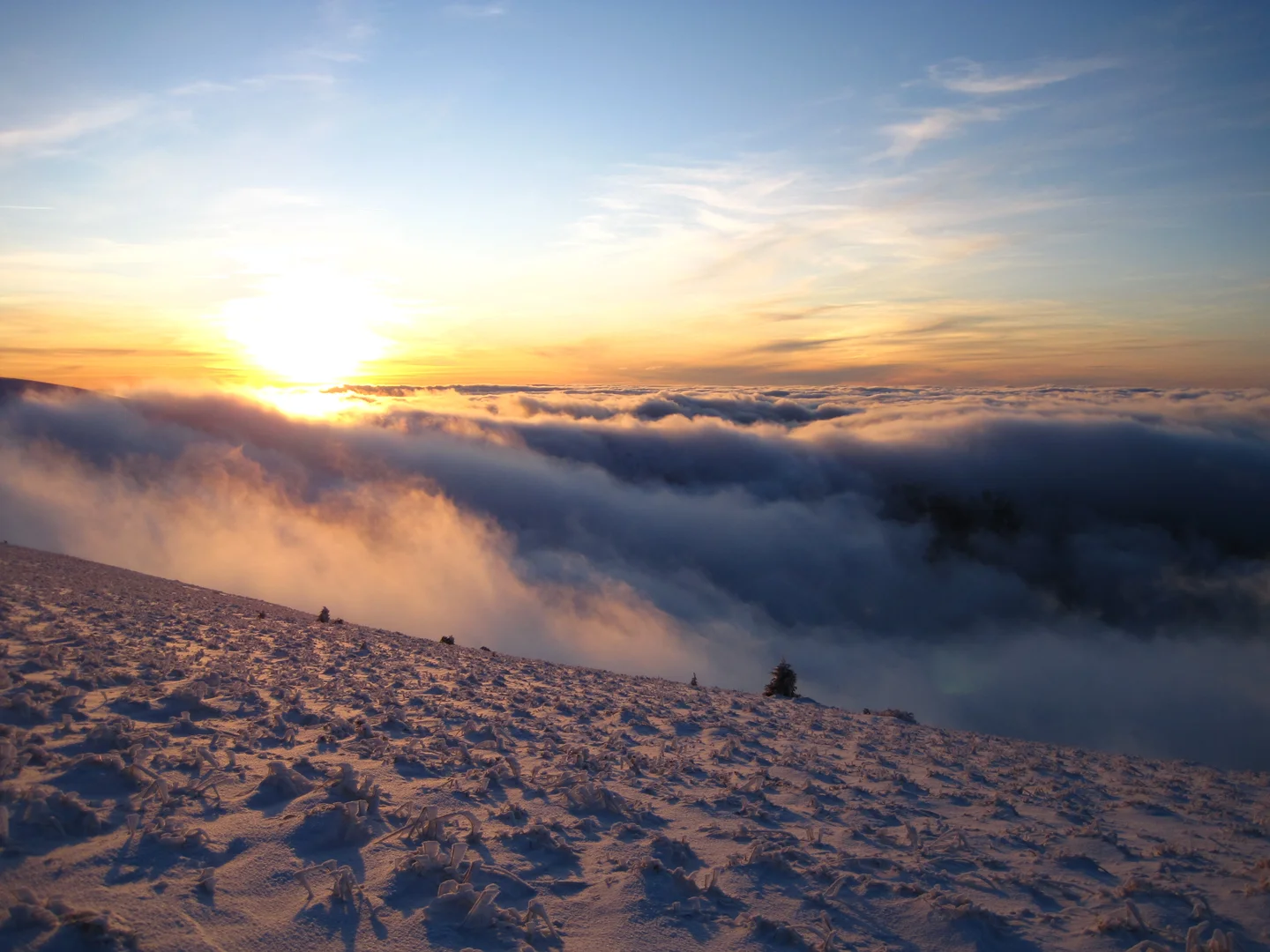 Golden stratus clouds