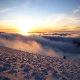 Golden stratus clouds