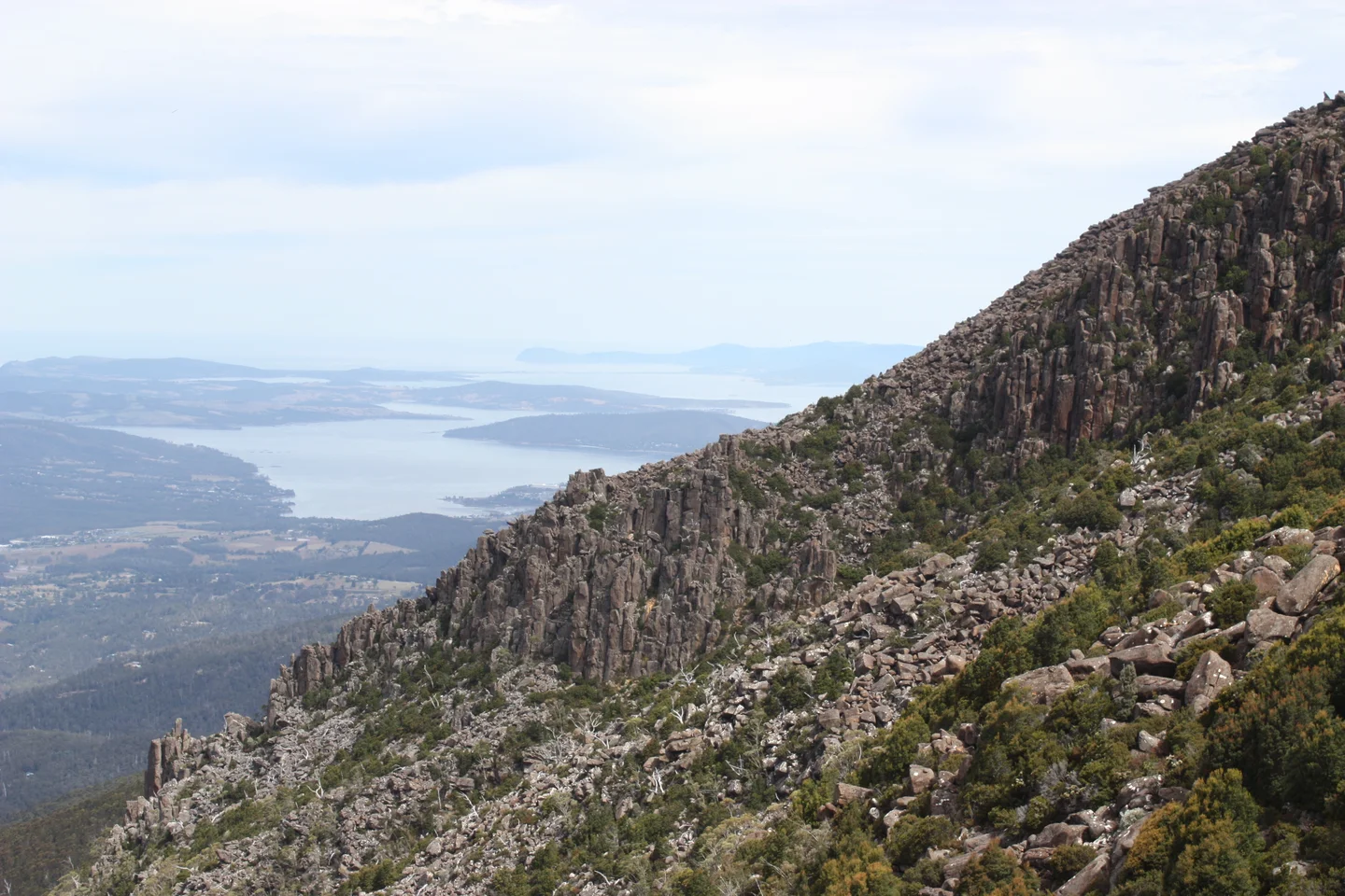 Mass wasting on the dolerite escarpment, kunanyi (Mt Wellington)