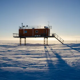 A science outpost in midnight sun