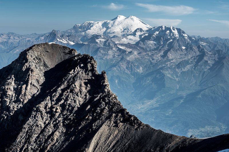 The rocky and glacier peak of Greater Caucasus