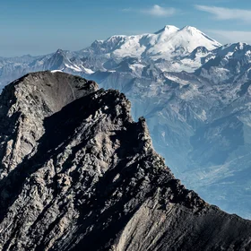 The rocky and glacier peak of Greater Caucasus