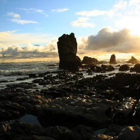 Sundown after rough weather at the coast