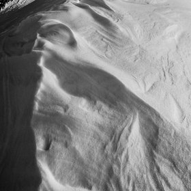 Snow shaped from strong continuous winds