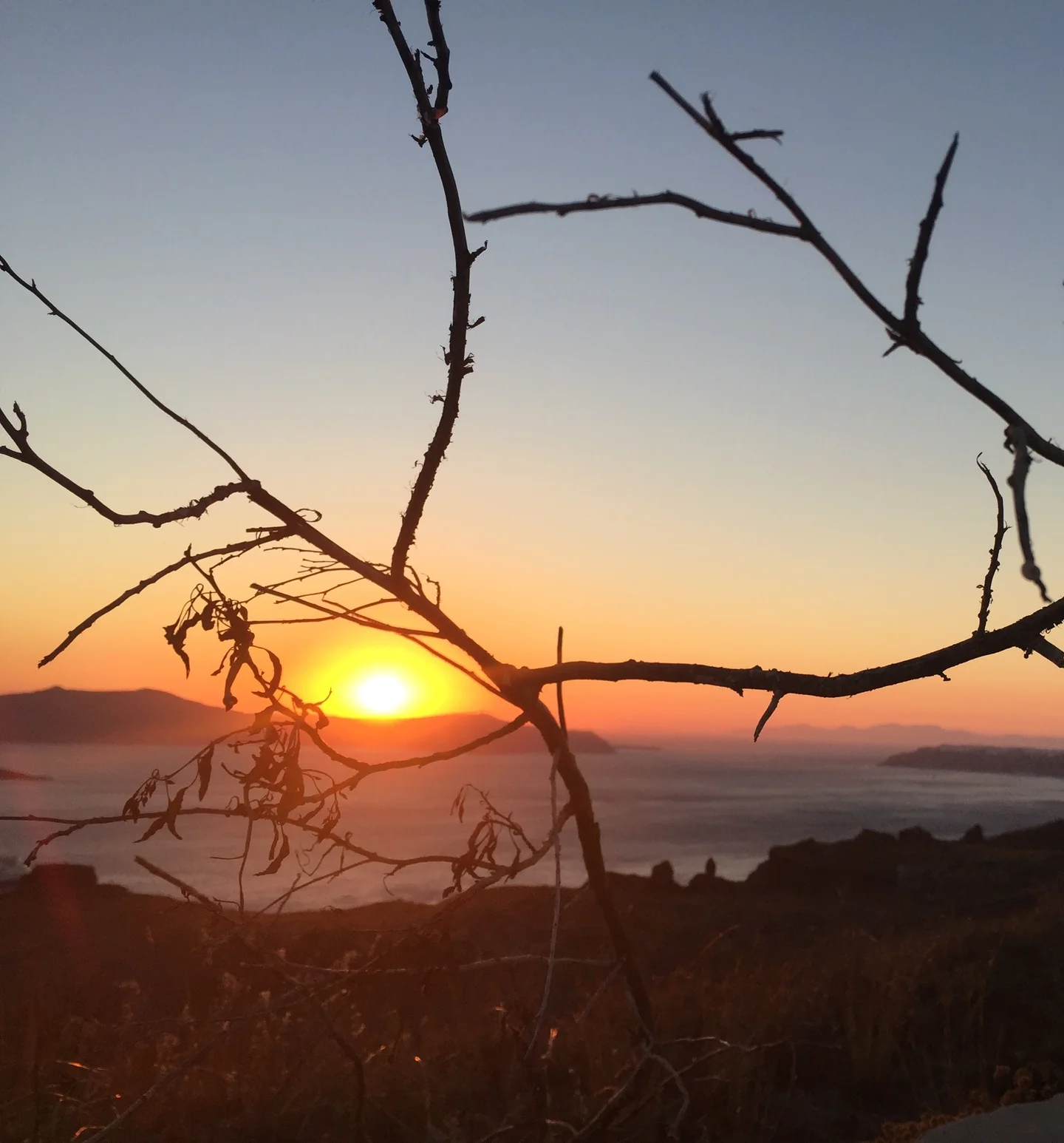 Fractal sunset over Santorini caldera