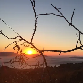Fractal sunset over Santorini caldera