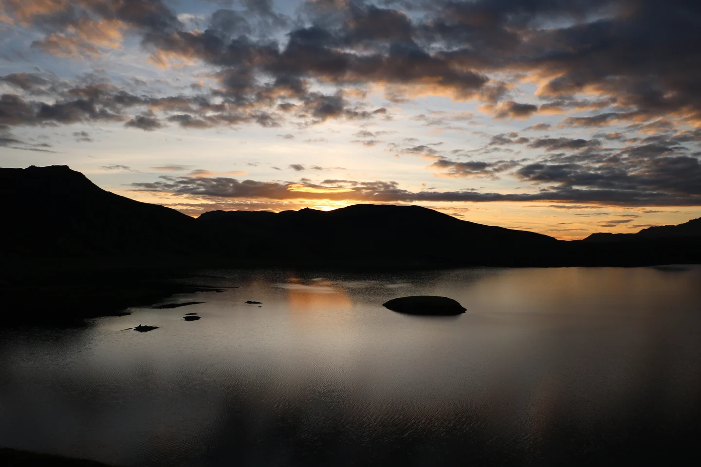 Sunset behind Frostastaðavatn