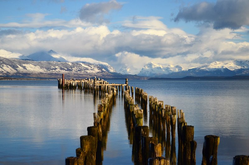 Old Dock in Puerto Natales city in southern Chile