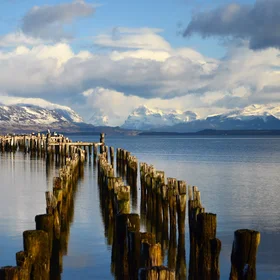 Old Dock in Puerto Natales city in southern Chile