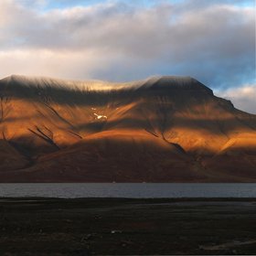 Orographic cloud over glacial landform in Svalbard