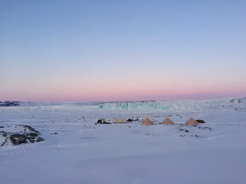 Camping at -25°C at a glacier front in Greenland.